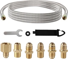 24 FT Propane Hose Extension High Pressure Braided Silver 