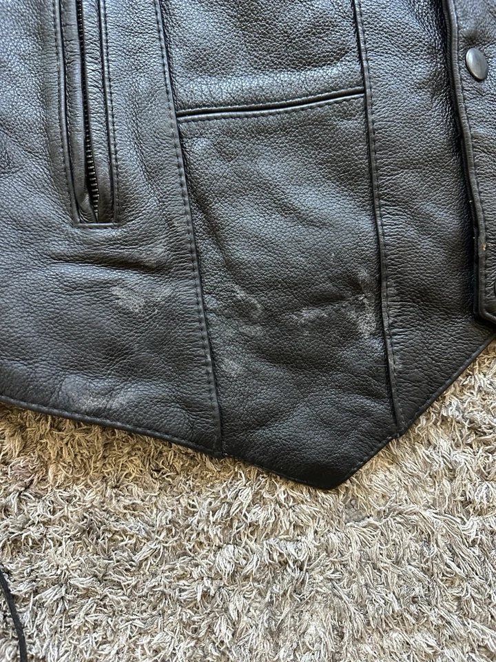 Vintage First Classics Leather Motorcycle 90s Vest Mens Large - Image 3 of 4