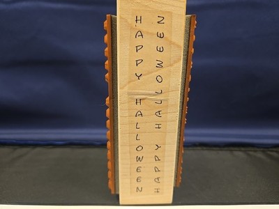 StacyStamp 827C ''Happy Halloween'' Wood Block Double Sided Rubber Stamp