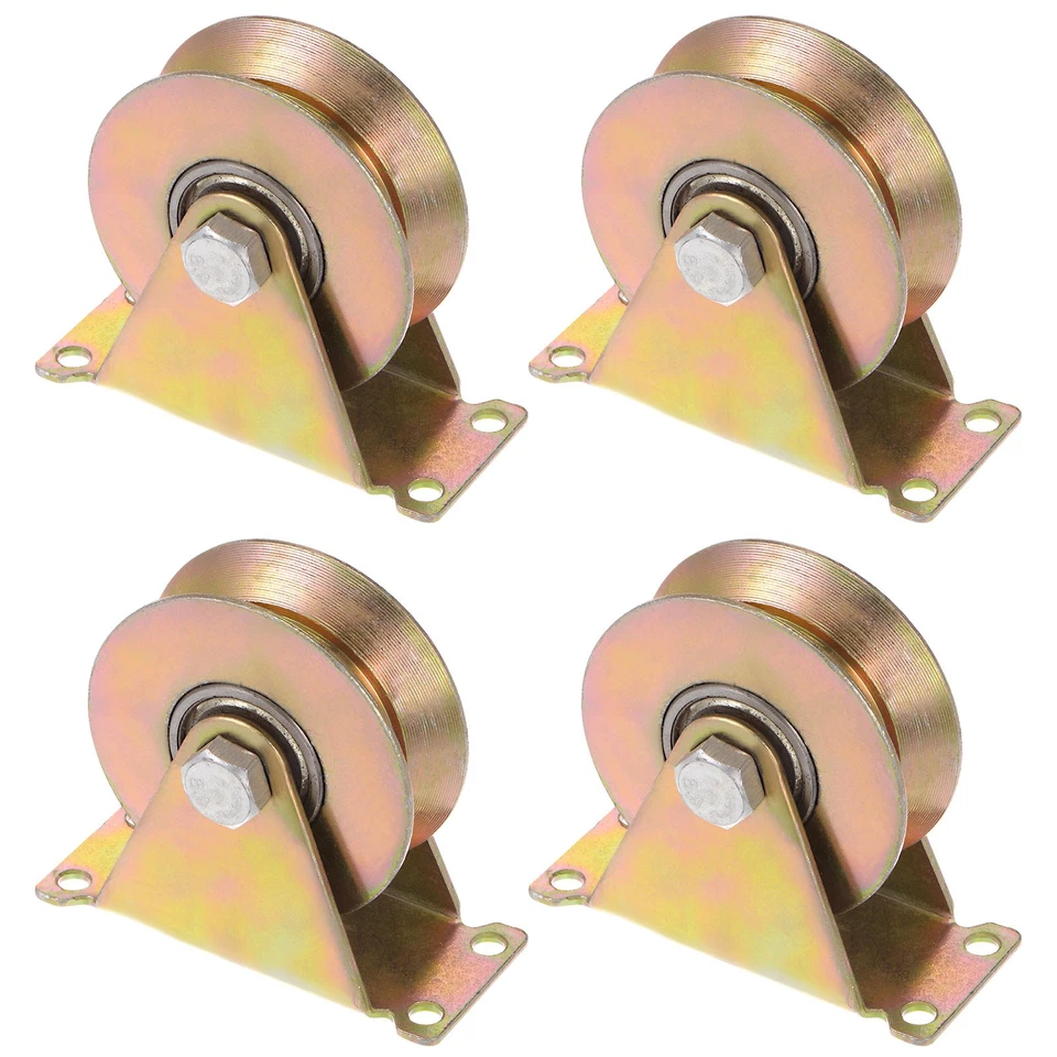 FIPUX 4 Pcs 3" V Groove Rigid Caster Wheel For GARAGE DOOR 1102 lbs Capacity/Wheel