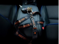 Harley-Davidson Schl&uuml;sselband Bar & Shield Lanyard,schwarz/orange, Hochwertig