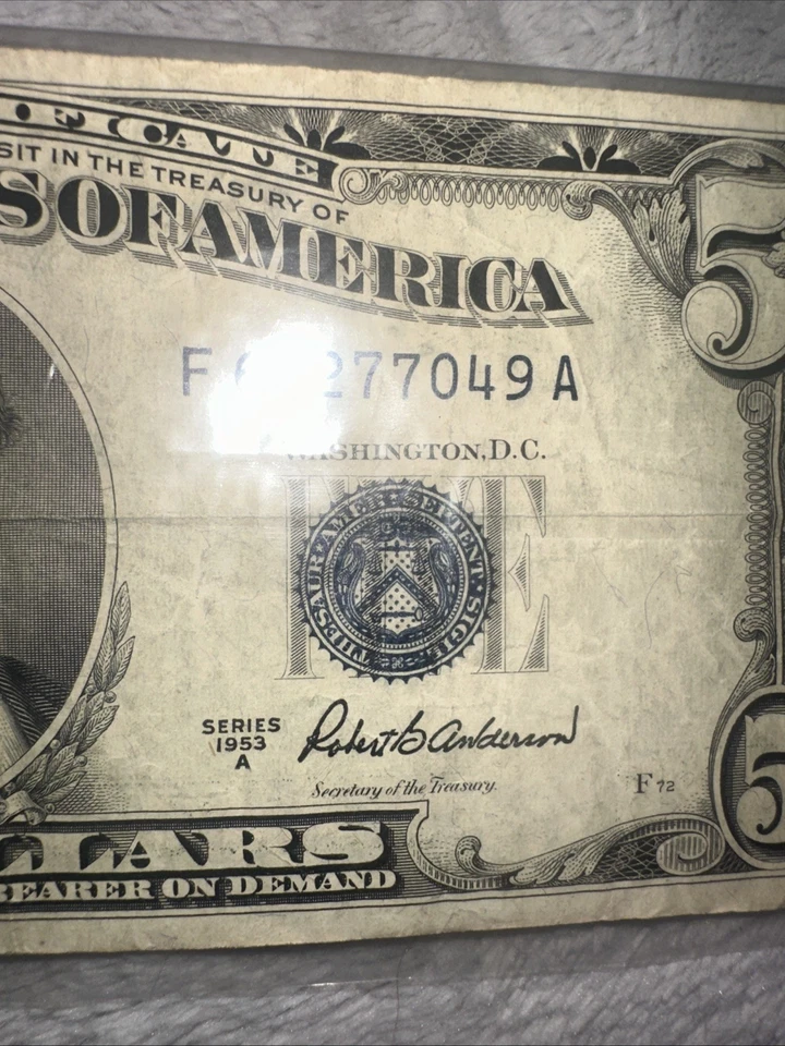 1953 年 5 美元银币证书蓝色印章 — 第 2/4 张图片