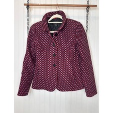 Nina Mclemore Jacket Blazer 100 Lambswool Red Pink Black Corpocre Career Sz 4