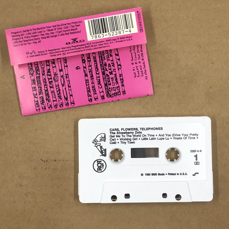 STRAWBERRY ZOTS Cassette Tape 90s Rock Garage CARS FLOWERS TELEPHONES - Image 2 of 4