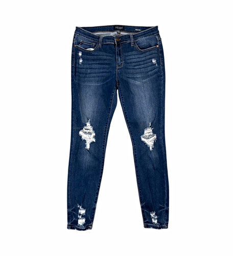 Judy Blue Women's Blue Skinny Jeans Distressed Medium Wash Denim 5-Pocket