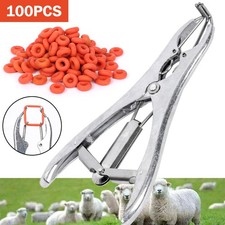 SHEEP LAMB CASTRATION APPLICATOR BANDER + 100 LEADER MARKING ORANGE TAIL RINGS