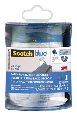 ScotchBlue Pre Plastic Painters Tape with Bladed 24'' Width, Clear 