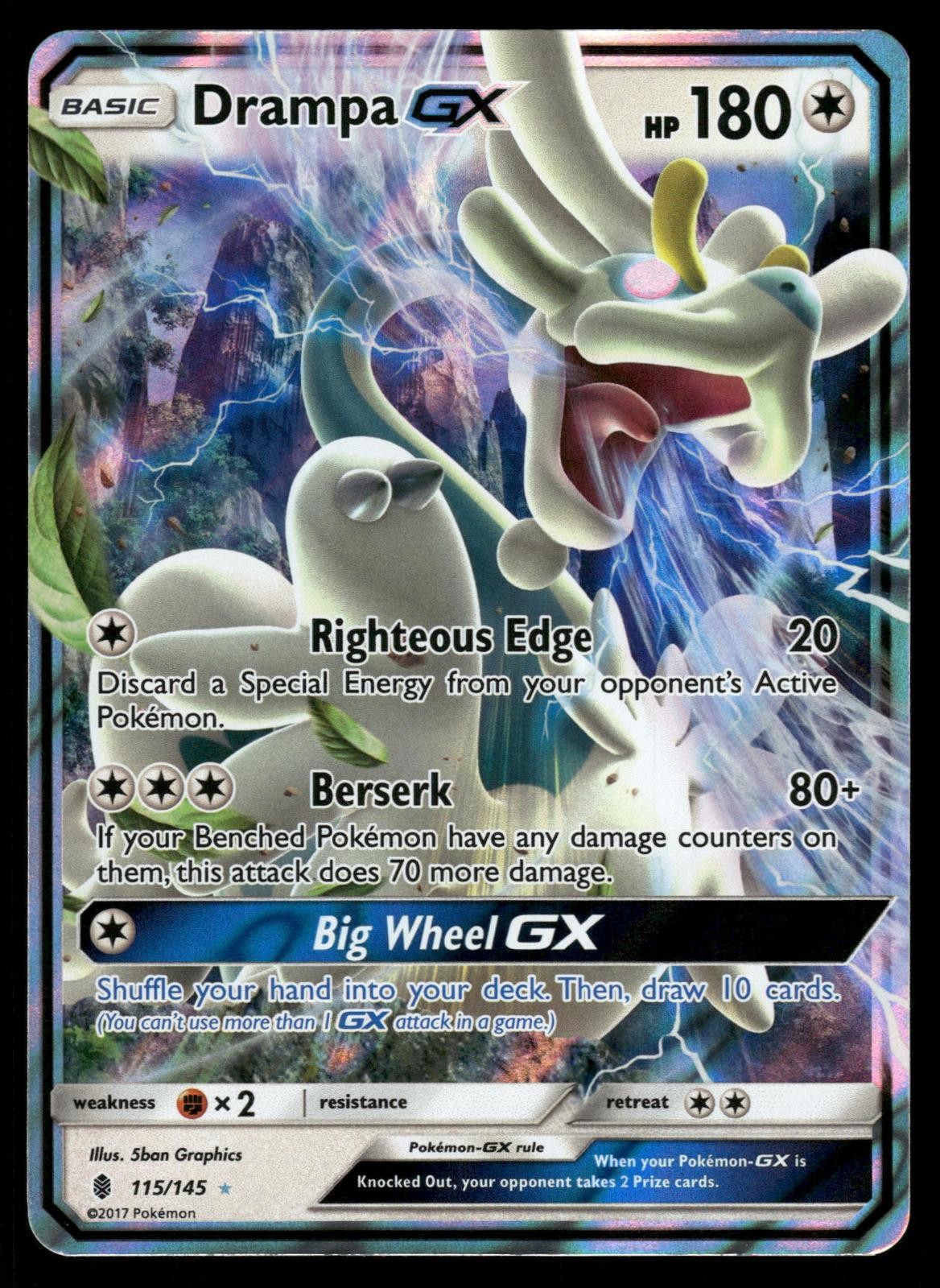 Drampa GX 115/145 Holo Ultra Rare Guardians Rising Pokemon Lightly Played