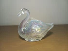 Fenton Iridescent Swan Candy Dish