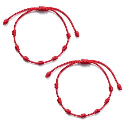 2pcs Adjustable Bracelet Anklets Handmade 7 Knots Red String for Mother s Day