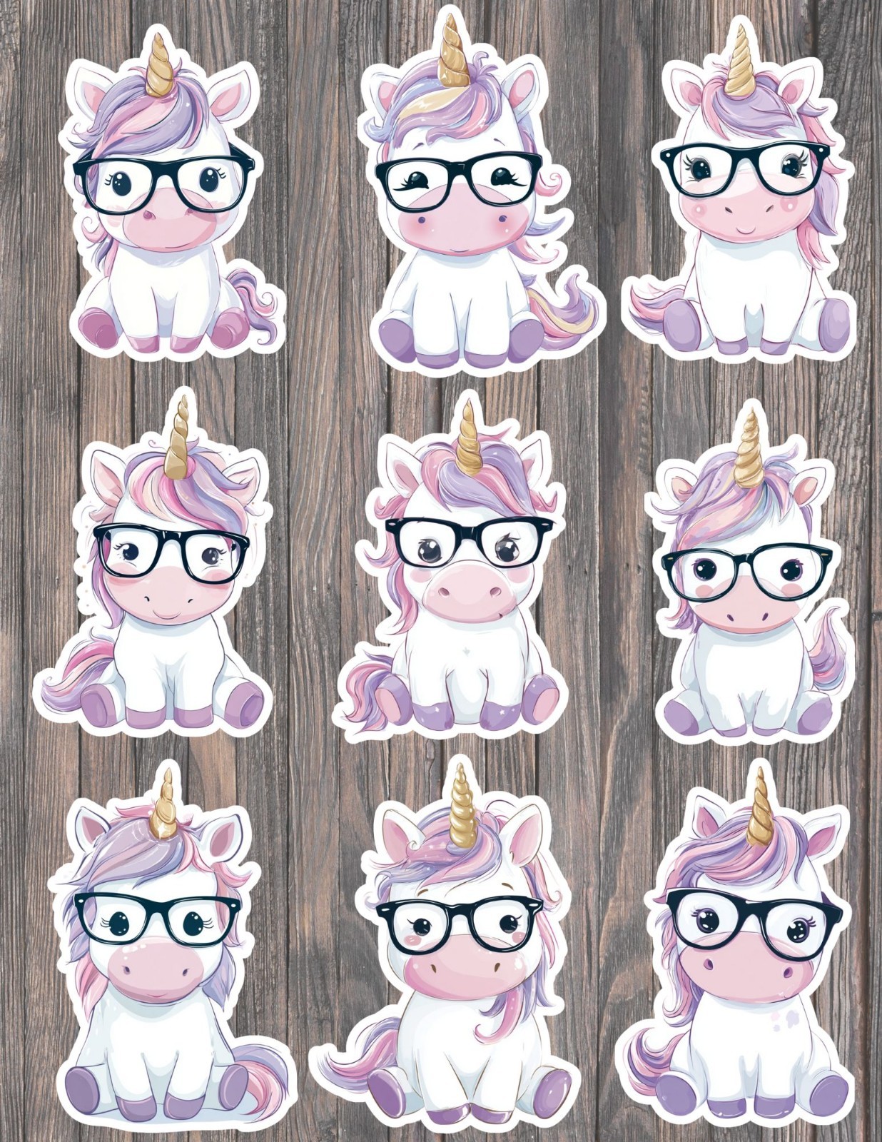 Smart Unicorn Die Cut Vinyl Stickers Set Scrapbooking Laptop