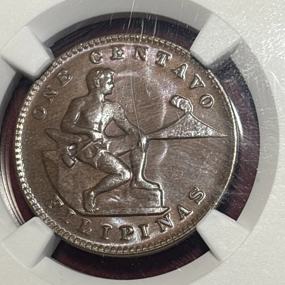1939-M NGC MS 64 Bn  Philippines 1 Centavo  P.Q. Mint Free Shipping - Image 2 of 4