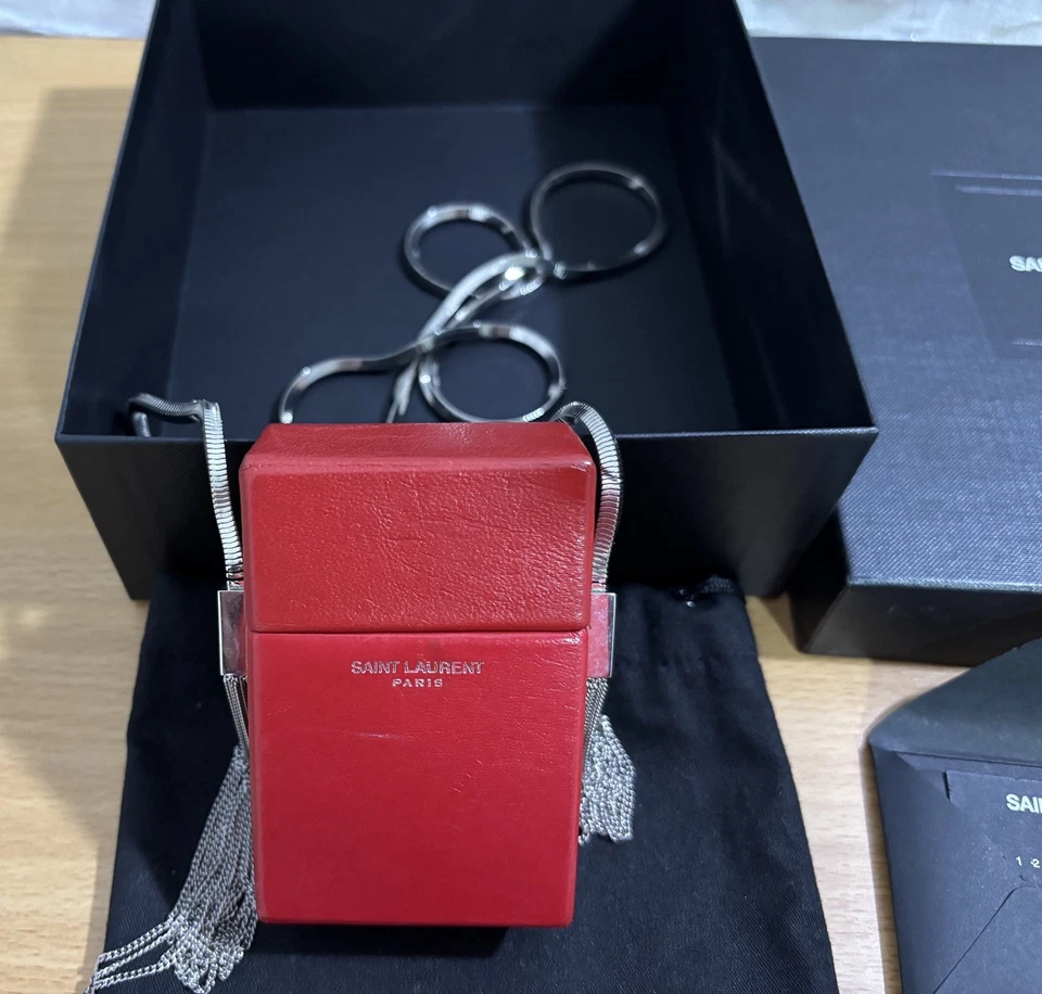 Bolso Bandolera YSL Saint Laurent Cuero Cigarrillo/Super Mini con Correa de Cadena  Foto 3 de 4