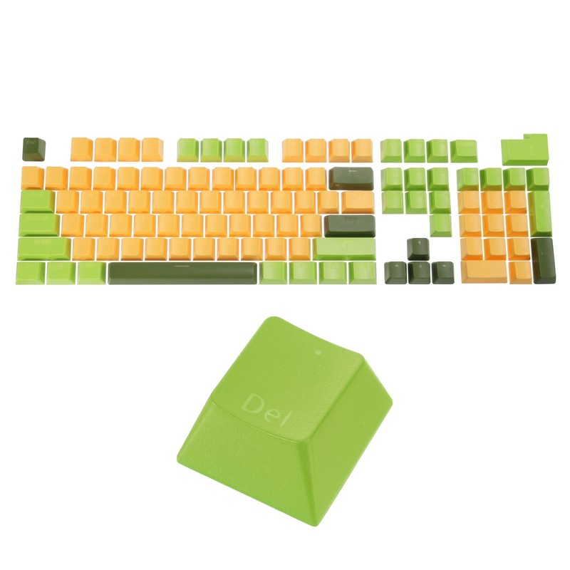 104 Keys Pudding Keycaps for Mechanical Keyboard Layout, Green & Yellow