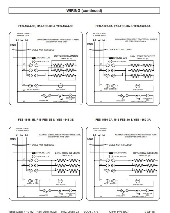 Fostoria F15-FES-3A Electric Salamander Heater | 15kW 208V 3-Phase | 800 CFM