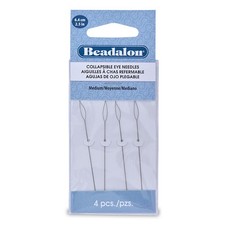 Beadalon MEDIUM Collapsible Eye Beading Needles 2.5" 4/Pkg, Flexible for Beading