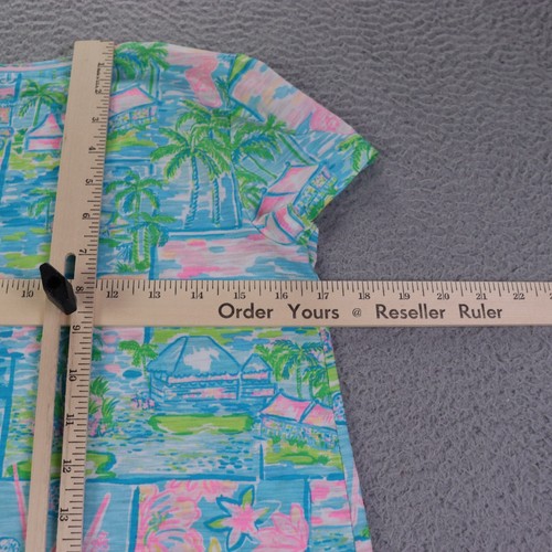 Lilly Pulitzer Etta Top Womens XS Multicolor V Neck Beach Golf Print Cotton - Picture 8 of 9