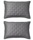 Donna Karan Set of 2 Essential Silk Quilt Pillow Shams Standard Queen Charcoal
