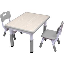YUKOOL Kids Study Table and Chairs Set - Adjustable Height and Stylish Design
