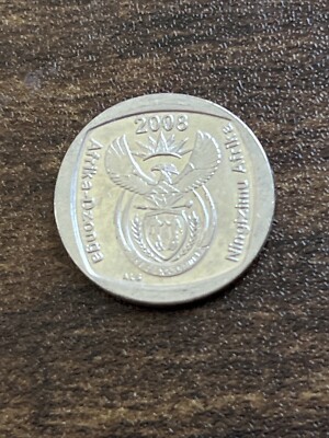 2008 South Africa 1 Rand Nickel Plated Copper Coin Springbok and
