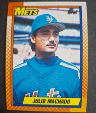 1990 Topps Julio Machado Baseball Card Error. Blue Dot Top Right