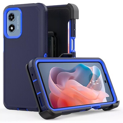 For Motorola Moto G Play 2024 Case Cover Belt Clip Fits Otterbox +Tempered Glass