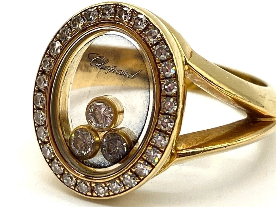 Anillo Ovalado Chopard Happy Diamonds 3P Oro Amarillo 18k Móvil EE. UU. 6.0 USADO Foto 2 de 4