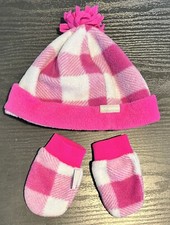 Columbia Youth Infant Girl  s Winter Fleece Hat  Mitten Set Pink Gray OS