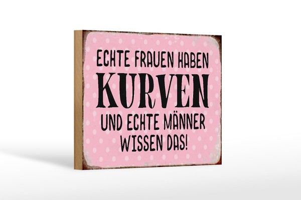 Holzschild Spruch 18X12 Cm Echte Frauen Haben Kurven MäNner Deko Schild-image