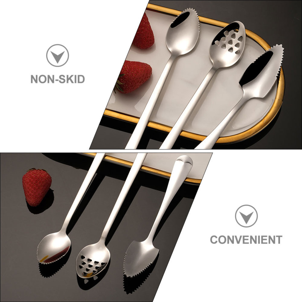 6 Pcs Fruit Dredging Spoon Scraping Slotted Serving Baby Foods Spoons