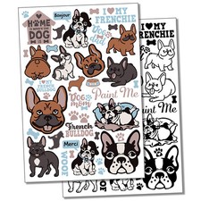 French Bulldog Frenchie Dog Breed Temporary Tattoo Fake Body Art Set