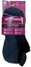 Dr. Motion Women's Everyday Compression Ankle Socks Black Gray 2 Pairs Size 4-10