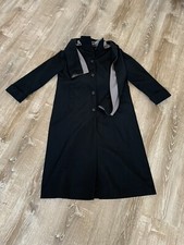 Fleet Street 90's Vintage Trench Coat Womens 10P Black Lined Hood Scarf