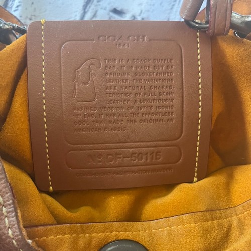 Coach Duffle Sac Bucket Shoulder Bag Saddle Brown Tanned Leather Crossbody - Picture 6 of 9
