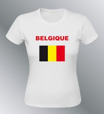 Tee shirt BELGIQUE supporter femme football foot drapeau belgium flag euro monde