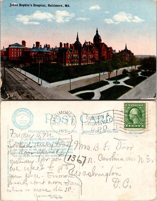 Johns Hopkins Hospital Red Brick Building Baltimore Maryland MD Postcard