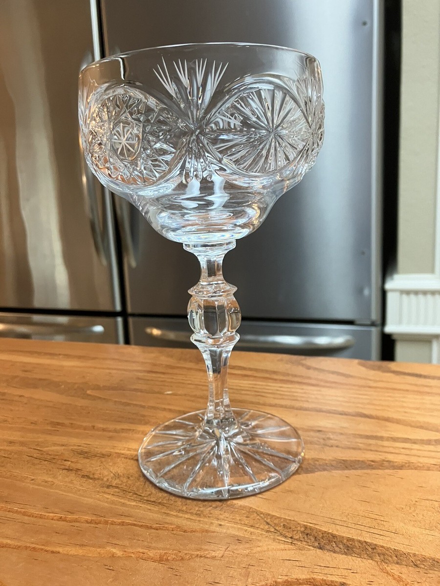 Rare Vintage Crystal Goblet Set Soviet Large Wine Goblet  Vintage Set of 6 USSR crystal 24% PbO Goblet Slim Wine Liquor Glasses main image 0