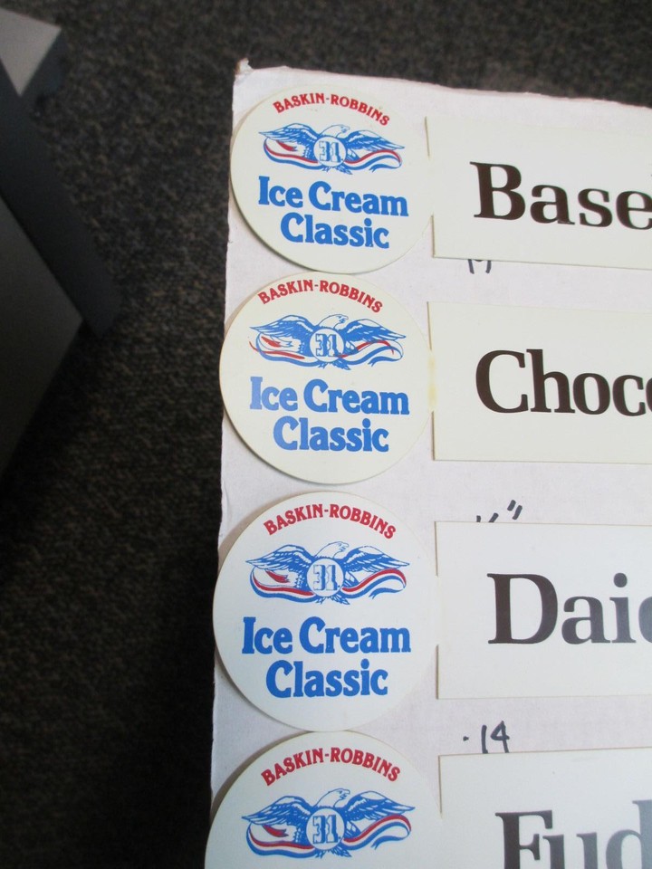 Baskin Robbins ice cream 1980s flavor sign CLASSIC eagle BASEBALL NUT
