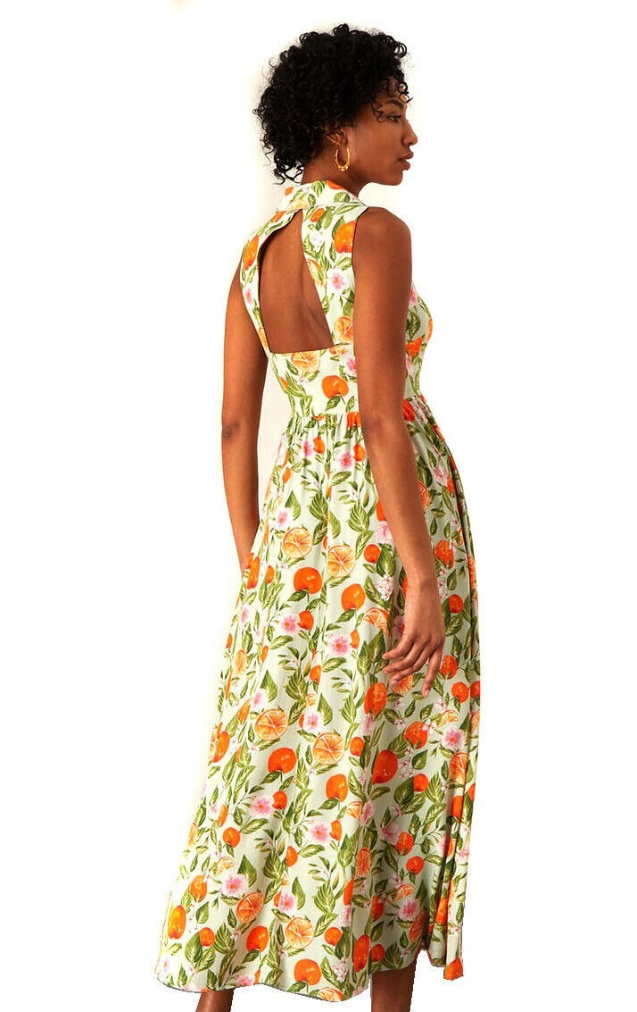 Monsoon Olsen orange print shirt dress orange Size 14 image 5