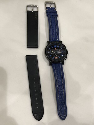 Michele Watch chronograph Black Noir sail Silicone and leather Band