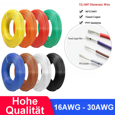 UL1007 PVC Elektrisches Draht Kabel 16 AWG - 30 AWG Flexibler Litzendraht Drähte