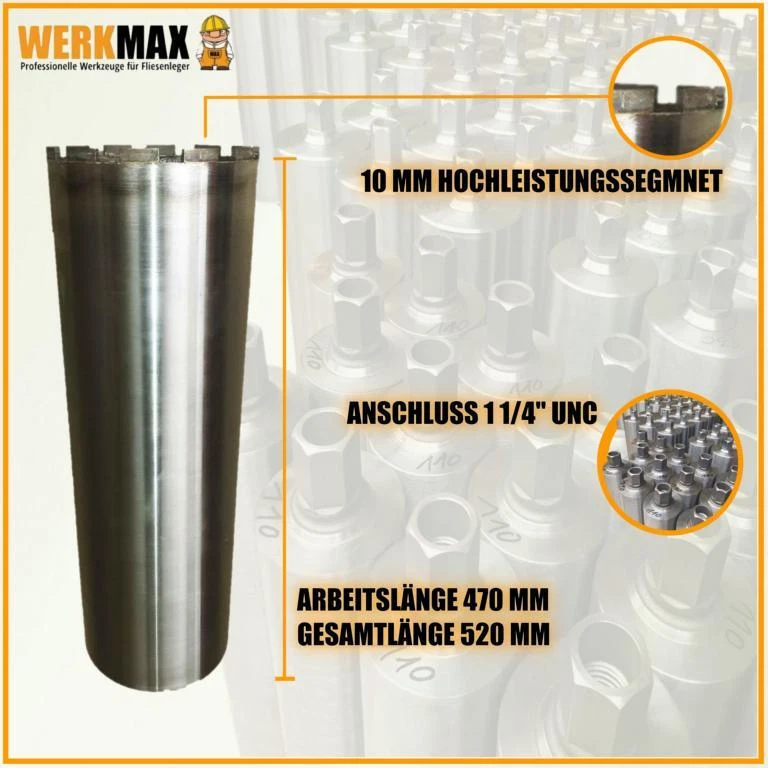 Tazza Diamantata Premium Nass-Trocken Punta da Trapano 42 - 300 MM Corona per - Immagine 4 di 4