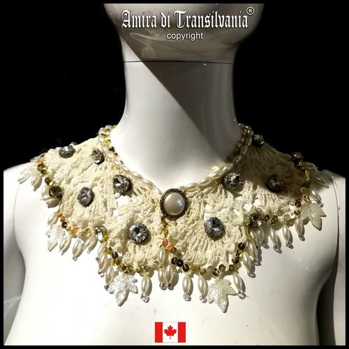 Macrame Choker Necklace Strass Collar Embroidered Crochet Elegant Jewelry Woman