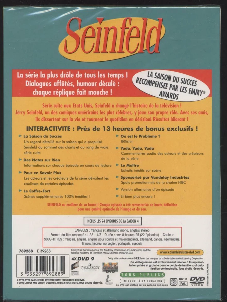 New DVD Box Set Seinfeld Season 4 TV Series J. Seinfeld J. L. Dreyfus M Richards - Image 2 of 2