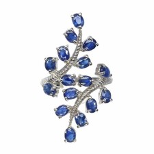 925 Sterling Silver Ring Oval Blue Sapphire Natural Gemstone Jewelry