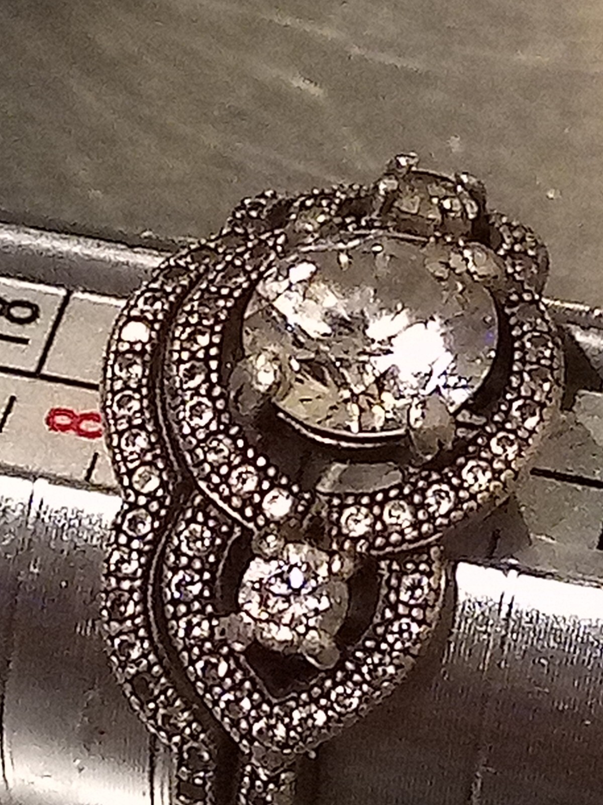 925 Wedding Ring Solid Silver W/Unknown Gemstones… - image 9