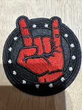 Rock On Sign Patch Black Embroidered Iron On / Sew On Rock Band Patch Brand New