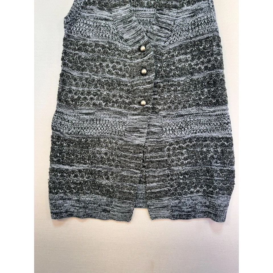 Chaleco largo tejido Simply Noelle para mujer L/XL gris/azul abotonado delantero Foto 2 de 4