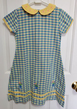 Two Turtle Doves by Sweet Potatoes Girls Dress Plaid Peter Pan Collar Sz 5