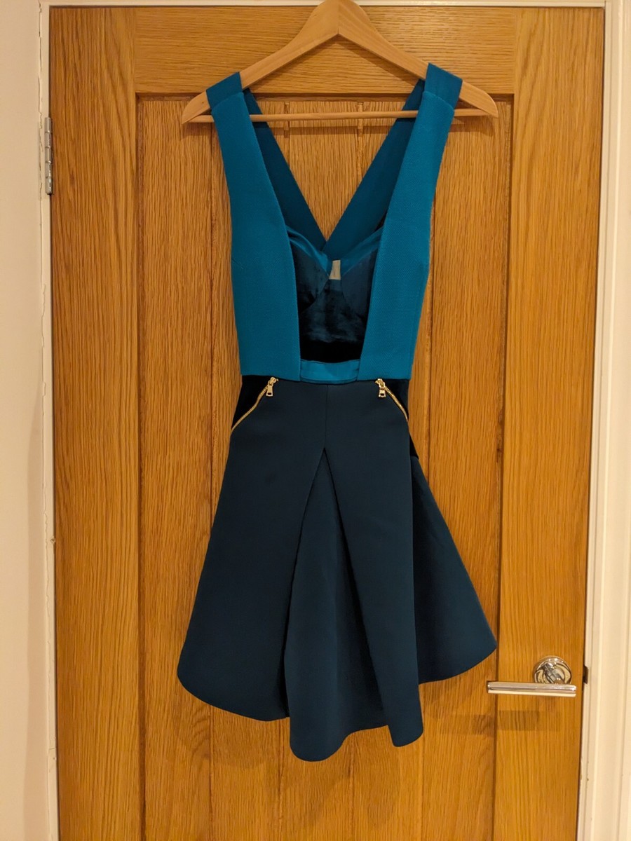 Three Floor Petrol And Cerulean Blue Multi Fabric Size 8 Dress